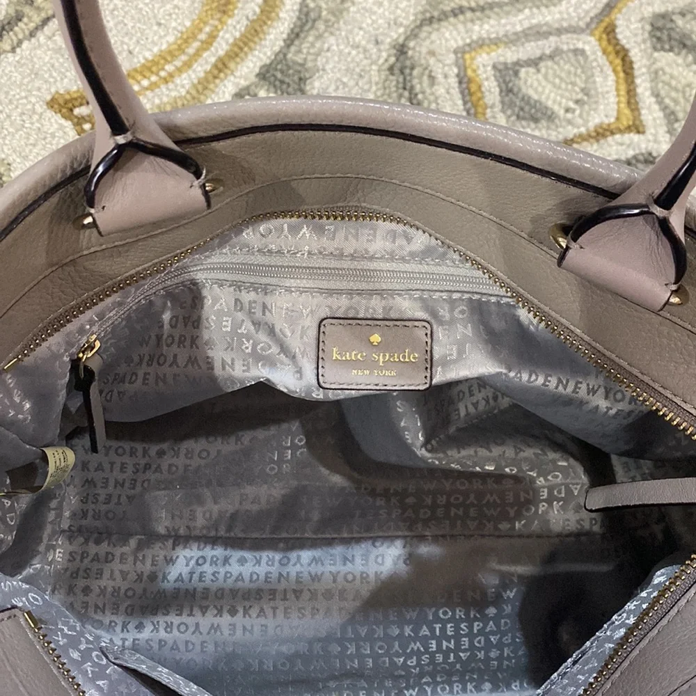 ♠️ Kate spade beautiful gray leather large top handle satchel shoulder bag ♠️